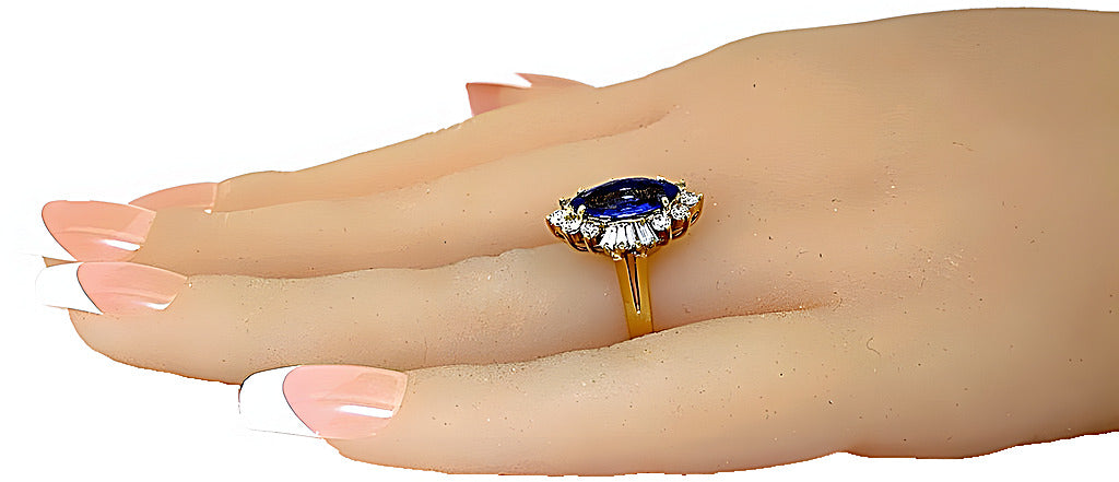 Tanzanite Ring, Baguettes & Diamonds - In House Treasure