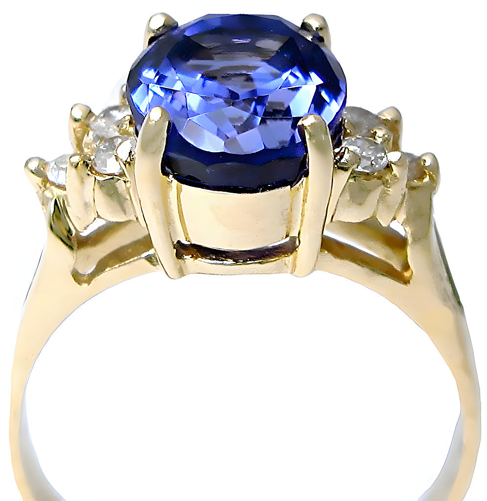 Tanzanite Ring With Round Diamonds - In House Treasure