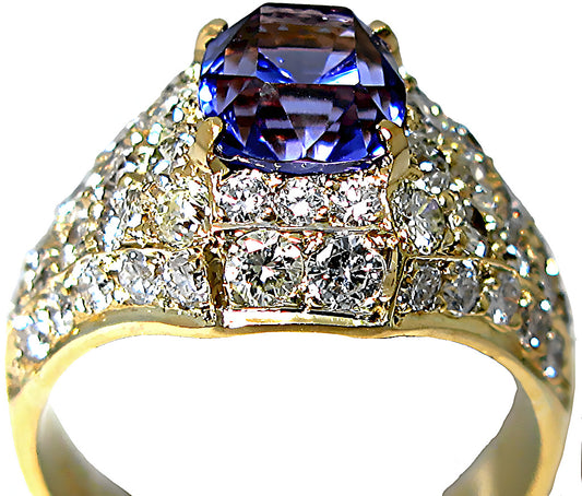 Tanzanite Ring with Pave Diamonds - In House Treasure