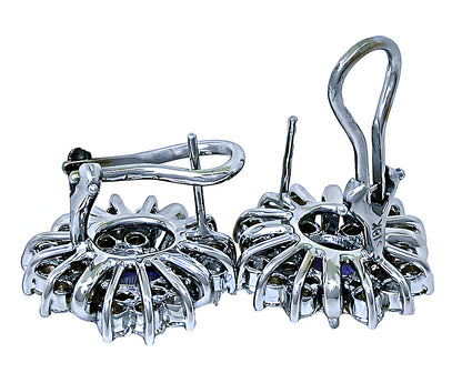 Tanzanite, Cluster Diamond Earrings - In House Treasure