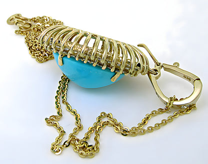 Turquoise Pendant, Diamond Enhancer - In House Treasure