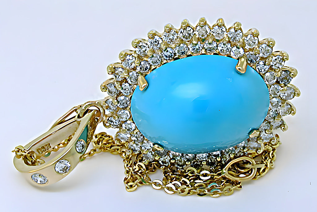 Turquoise and diamond pendant with enhancer - In House Treasure