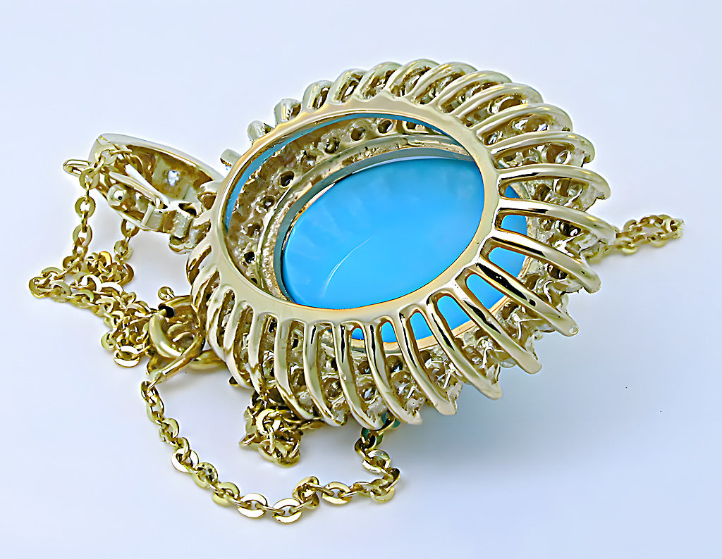 Turquoise and diamond pendant with enhancer - In House Treasure