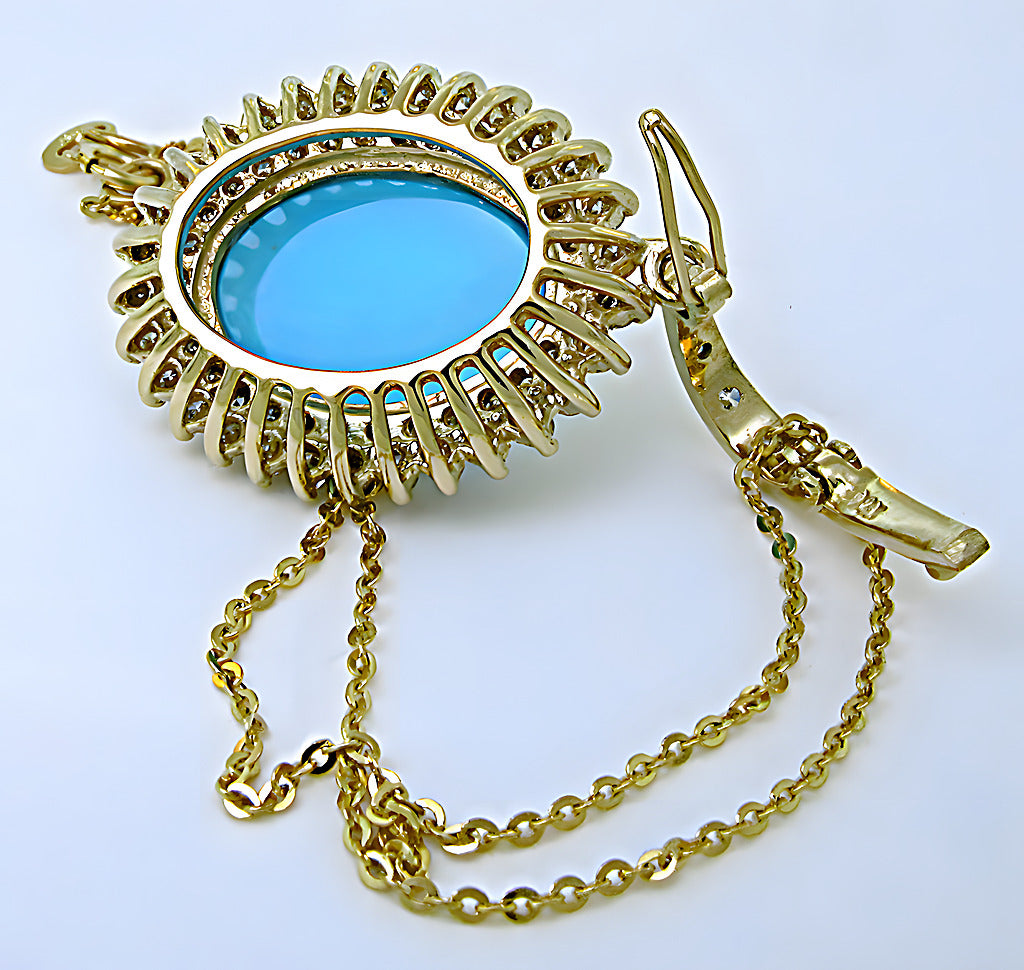 Turquoise and diamond pendant with enhancer - In House Treasure