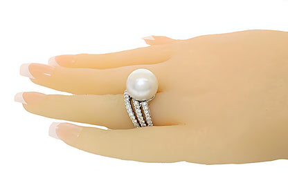 White South Sea pearl and diamond ring - In House Treasure
