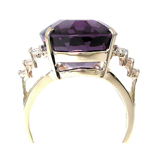 Wide Oval Amethyst And Diamond Ring - In House Treasure