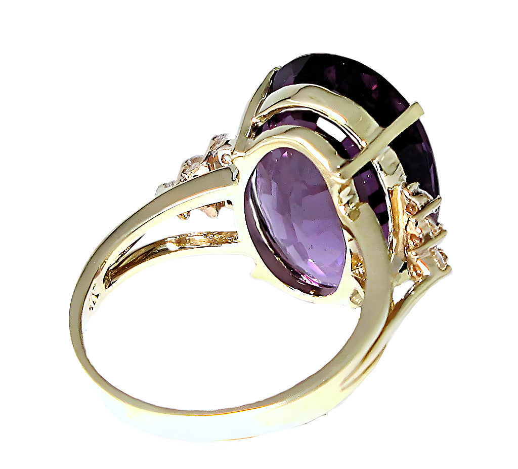 Wide Oval Amethyst And Diamond Ring - In House Treasure