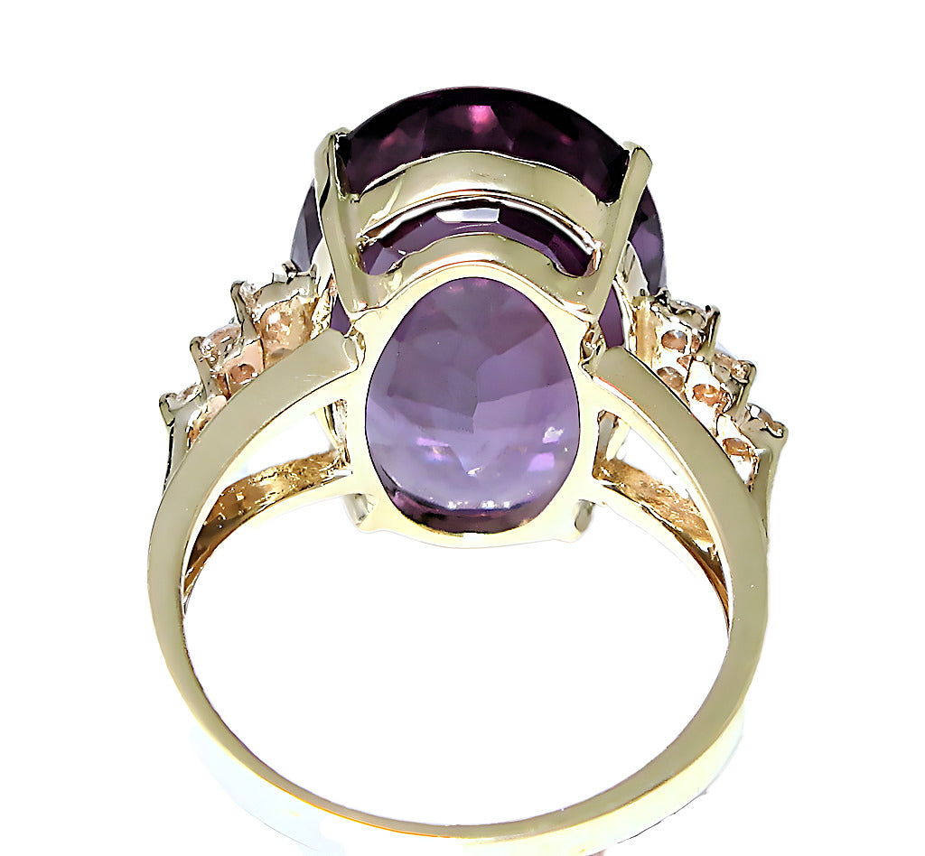 Wide Oval Amethyst And Diamond Ring - In House Treasure