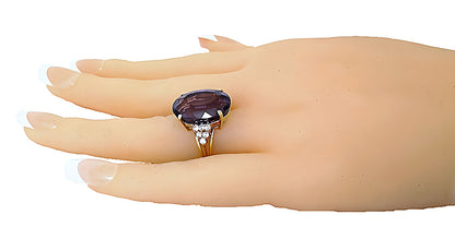 Wide Oval Amethyst And Diamond Ring - In House Treasure