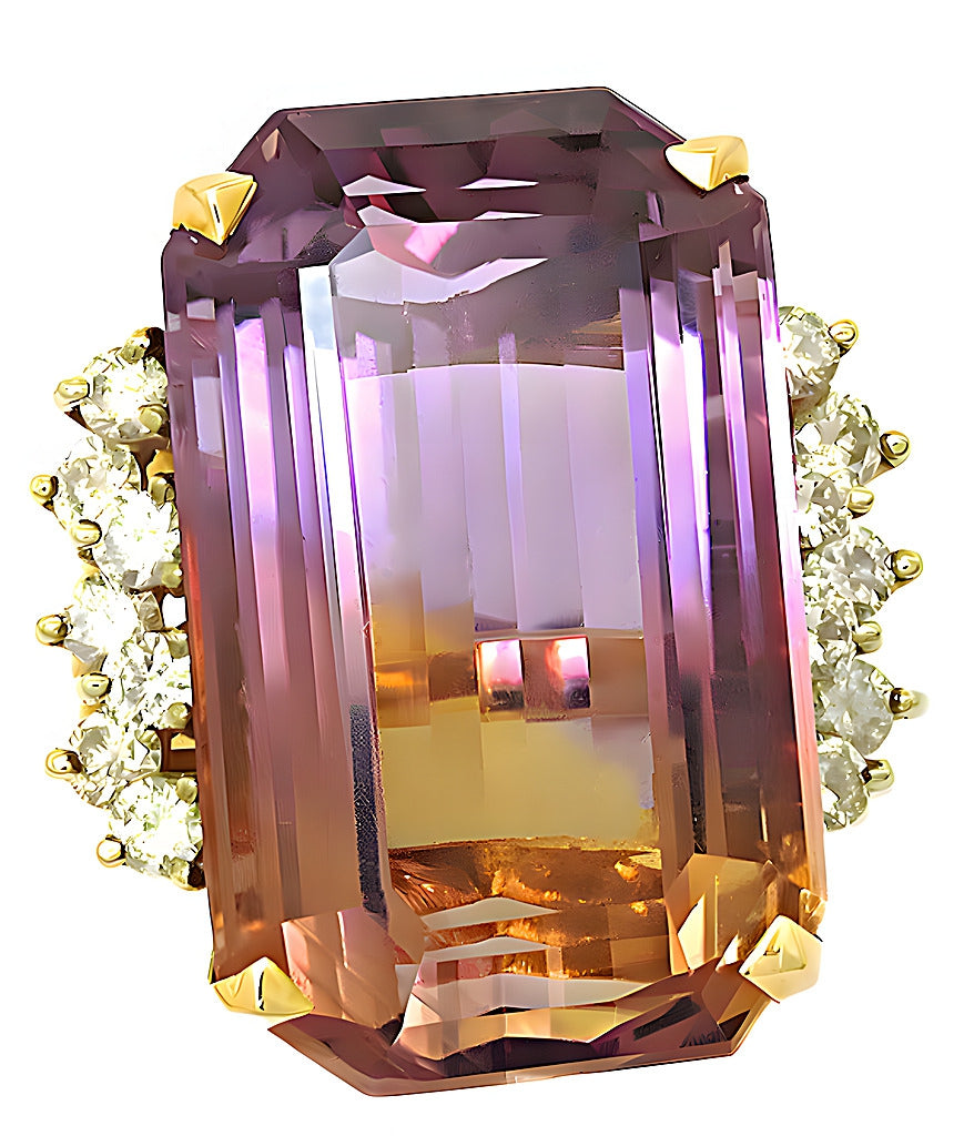 Yellow & white gold Ametrine and diamond ring - In House Treasure