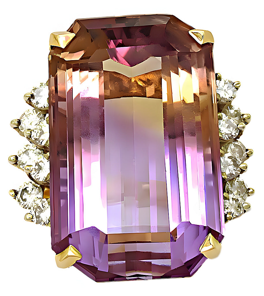 Yellow & white gold Ametrine and diamond ring - In House Treasure