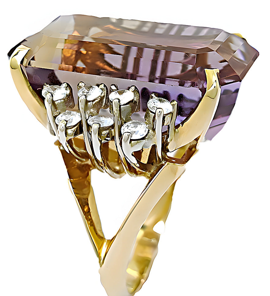 Yellow & white gold Ametrine and diamond ring - In House Treasure