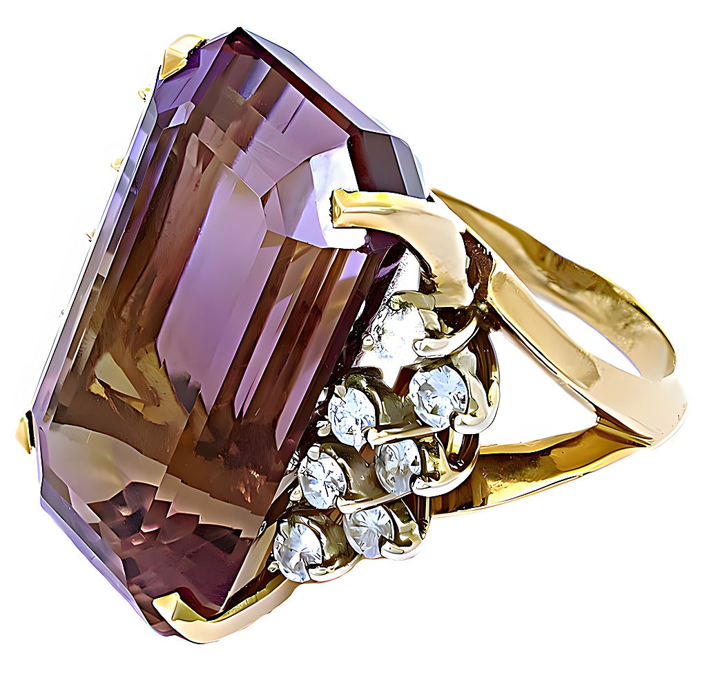 Yellow & white gold Ametrine and diamond ring - In House Treasure