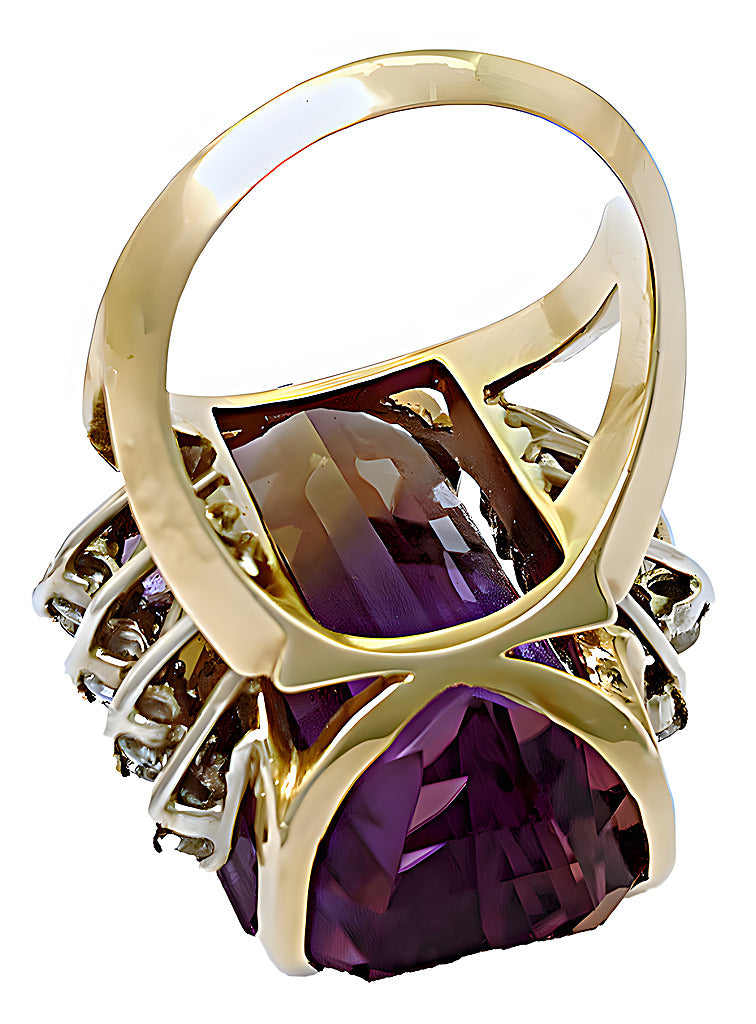 Yellow & white gold Ametrine and diamond ring - In House Treasure