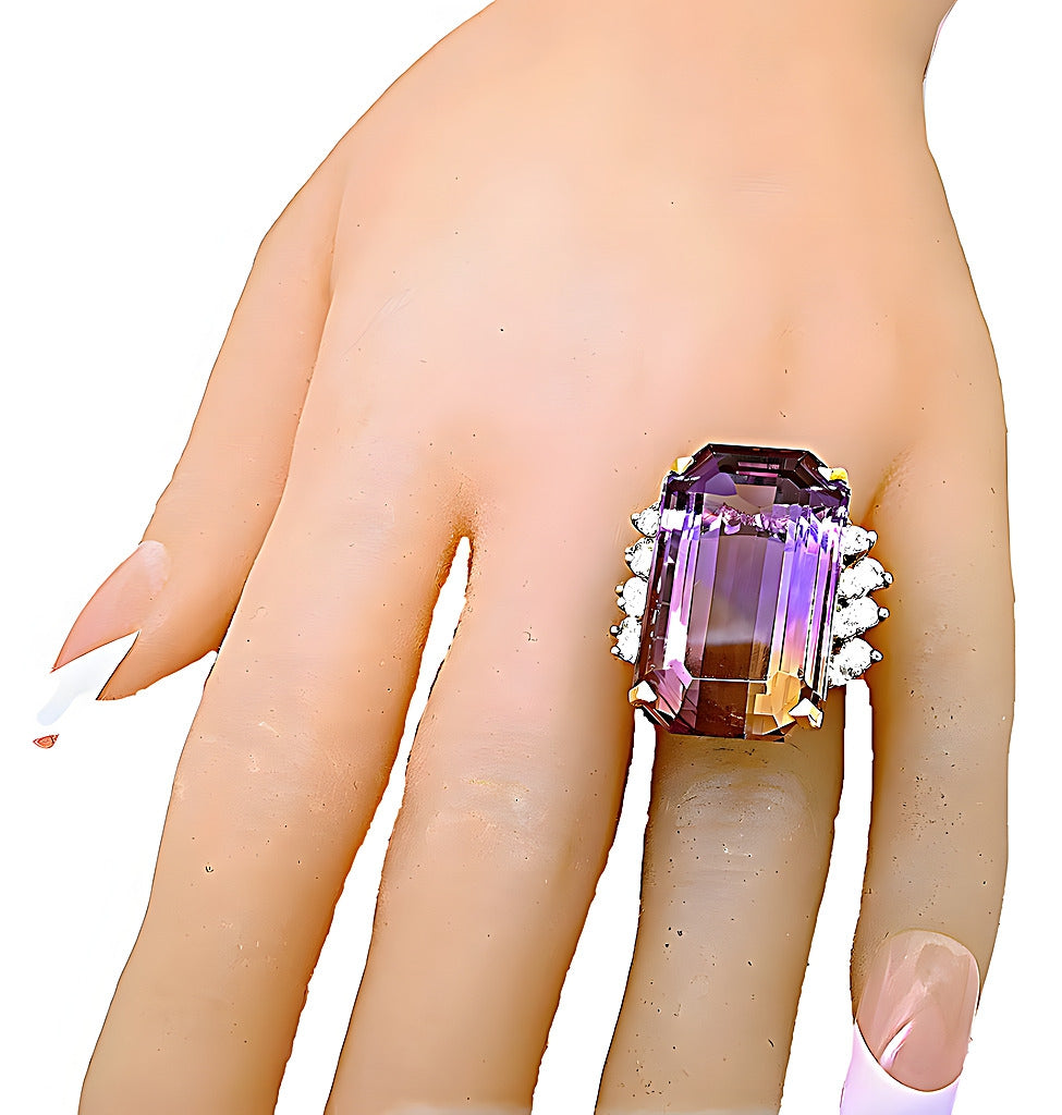 Yellow & white gold Ametrine and diamond ring - In House Treasure