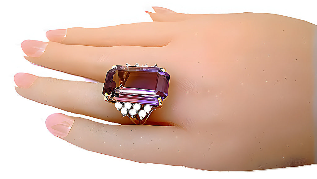 Yellow & white gold Ametrine and diamond ring - In House Treasure