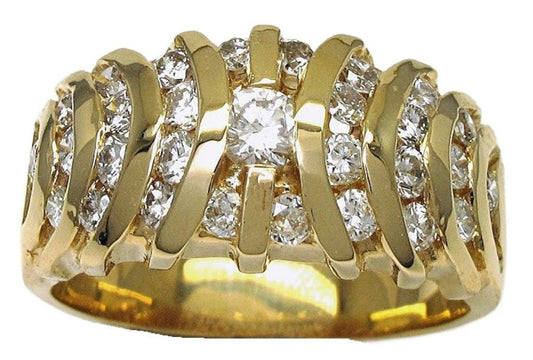 14k yellow gold dome cluster diamond channel set ring - In House Treasure