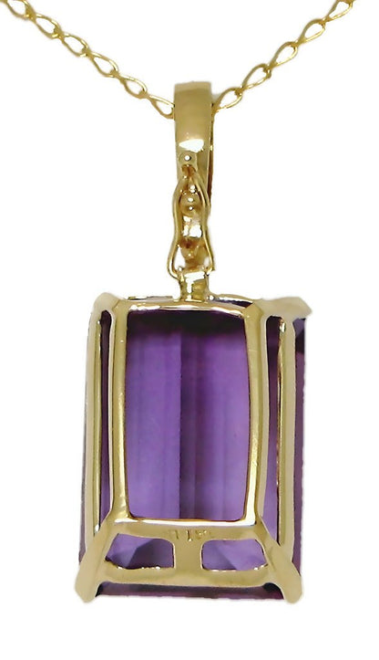 14k yellow gold Emerald cut Amethyst pendant with enhancer - In House Treasure