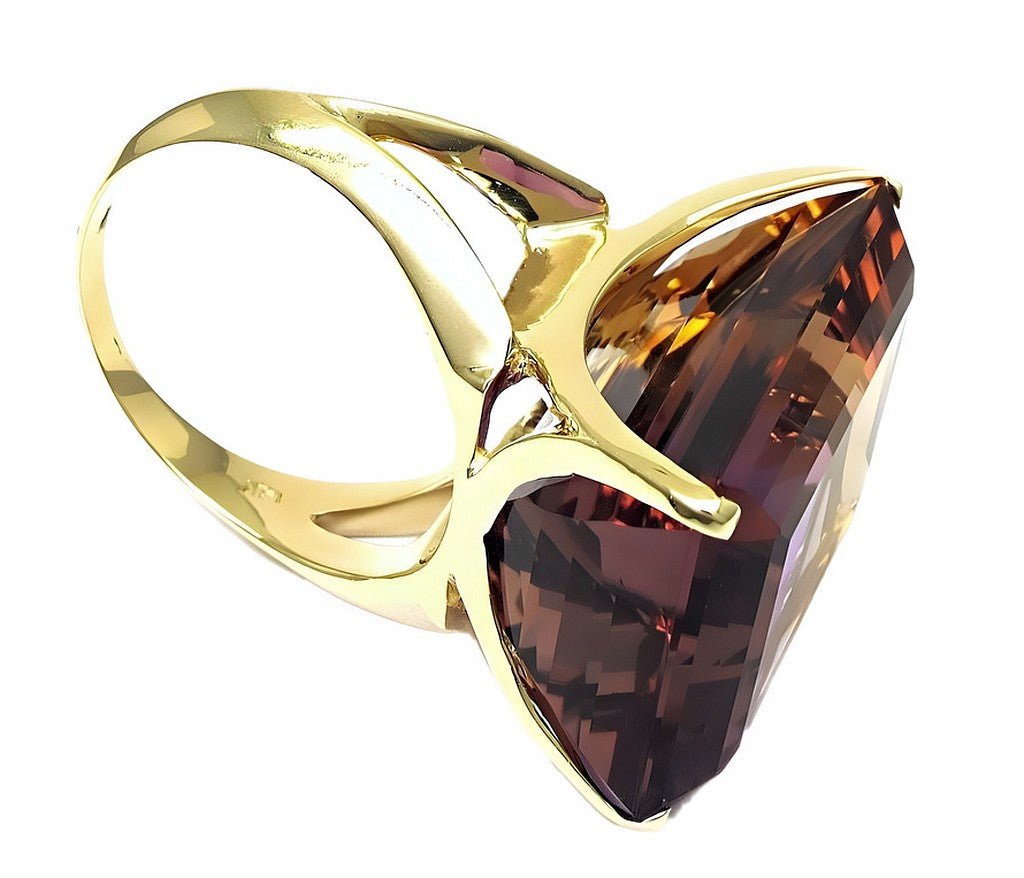 14k yellow gold Emerald cut Ametrine ring - In House Treasure