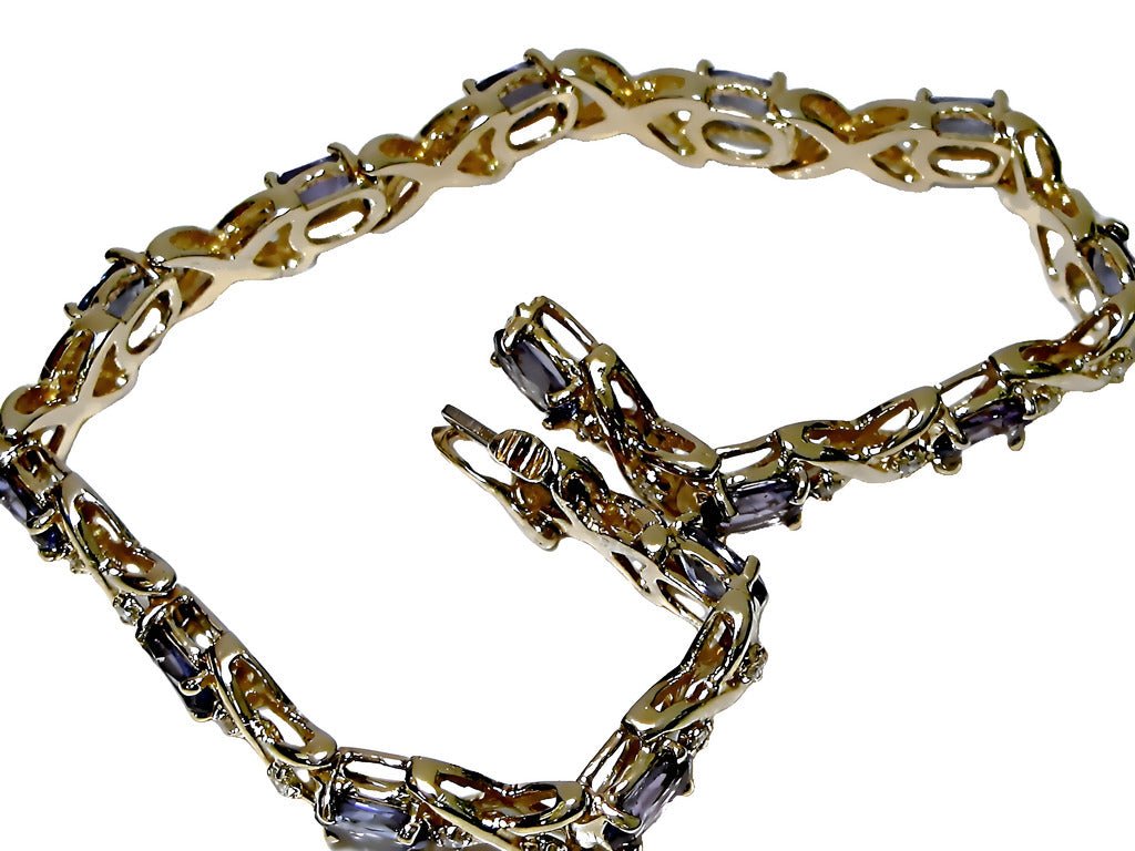 14k yellow gold Oval Tanzanite and diamond bracelet - In House Treasure