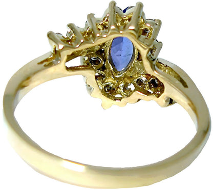 18k yellow gold Marquise Tanzanite and diamond ring - In House Treasure