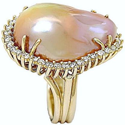 Beige multi-color freshwater pearl and diamond, in basket wire mounting - In House Treasure